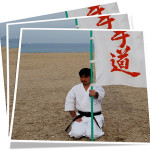 空手の寒稽古取材　貝塚市二色浜